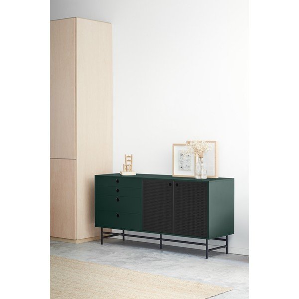 Cassettiera nero-verde , larghezza 150 cm Punto - Teulat-image-1