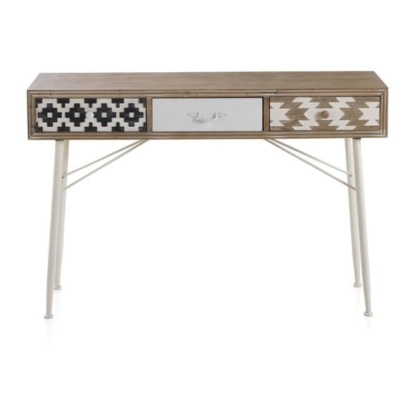 Consolle Rustico con dettagli in bianco e nero e tre cassetti Geometric - Geese-image-3