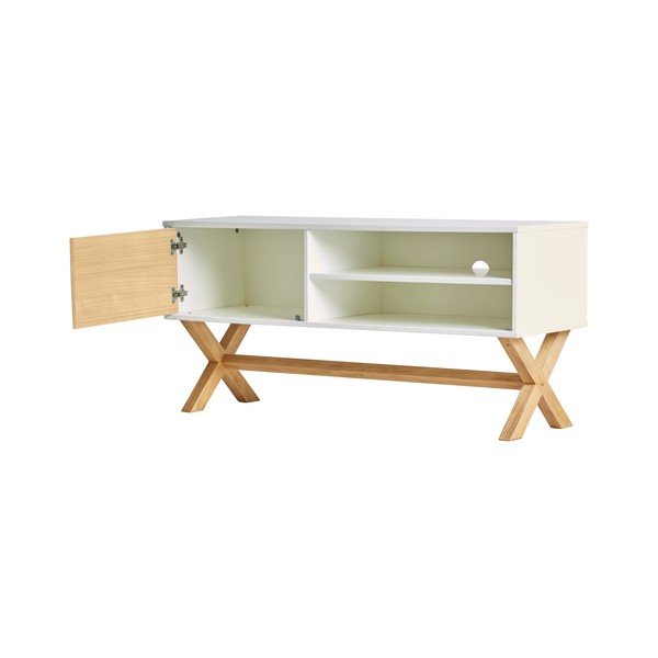 Tavolo TV bianco Leidi, 110 x 52 cm - Marckeric-image-2