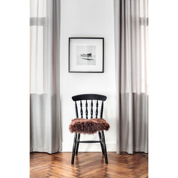 Cuscino in pelle di pecora marrone per sedia da pranzo Zealand, 40 x 40 cm - Royal Dream-image-1