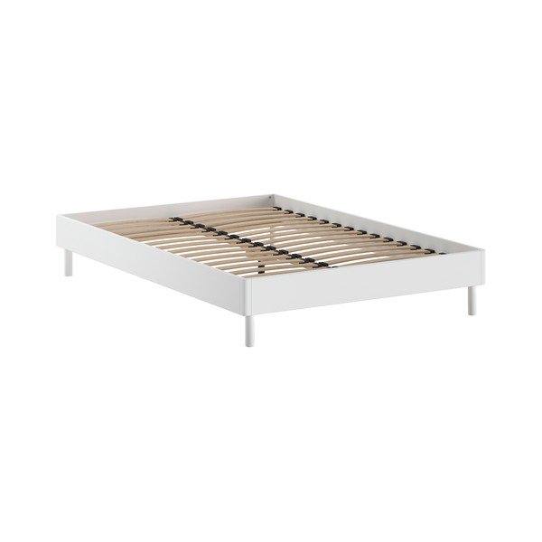 Letto matrimoniale bianco in faggio massiccio senza testiera con rete inclusa 140x200 cm Forrest – Vipack
