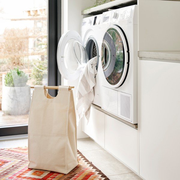Cesta per il bucato da parete beige in tessuto BagUp – ReCollector-image-1