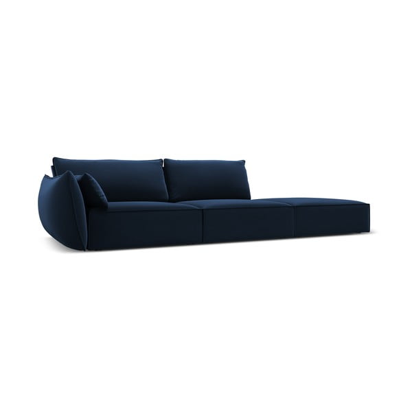 Divano blu scuro con penisola a sinistra con rivestimento in velluto 264 cm Vanda – Mazzini Sofas-image-2