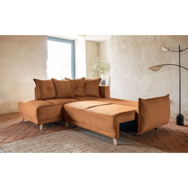Divano letto in velluto a coste color mattone (angolo sinistro) Lazy Lukka - Miuform-image-3
