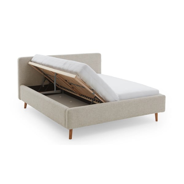 Letto matrimoniale imbottito beige con contenitore con rete inclusa 180x200 cm Mattis – Meise Möbel-image-2