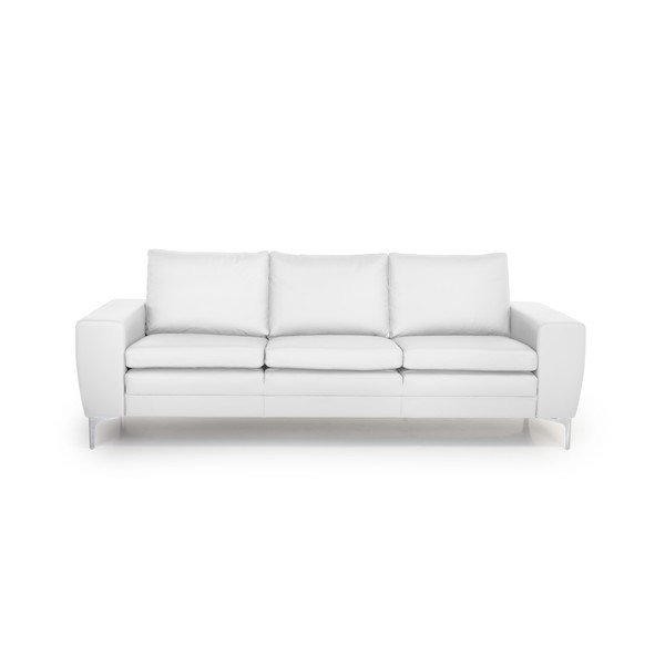 Bílá kožená pohovka Scandic Twigo, 227 cm