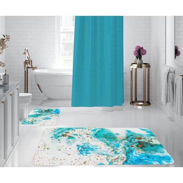 Tappetini da bagno bianchi e blu in set di 2 pezzi - Oyo Concept-image-1