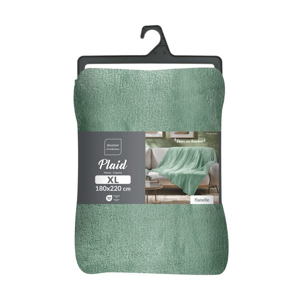 Coperta verde chiaro in microflanella 180x220 cm Flanou – douceur d'intérieur-image-4