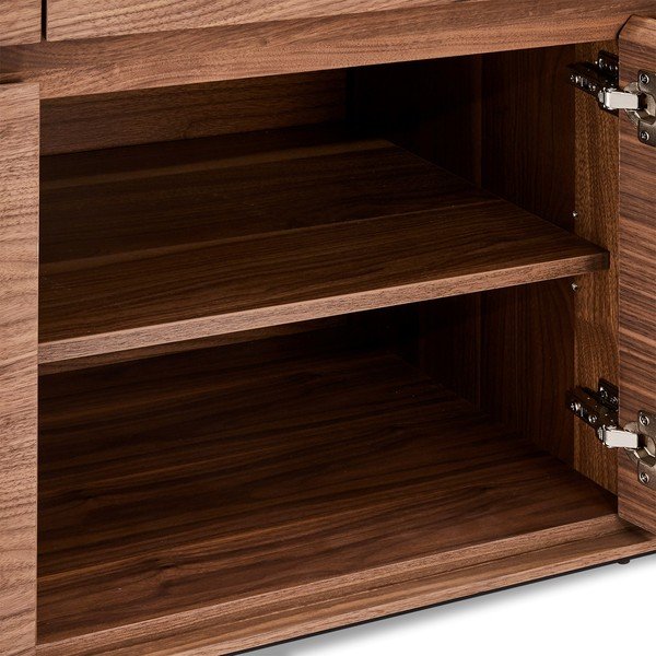 Cassettiera bassa in noce naturale 205x82 cm Tokyo - Furnhouse-image-1