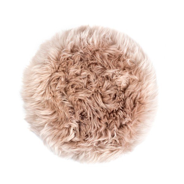 Cuscino in pelle di pecora marrone chiaro per la sedia da pranzo Zealand Round, ⌀ 35 cm - Royal Dream
