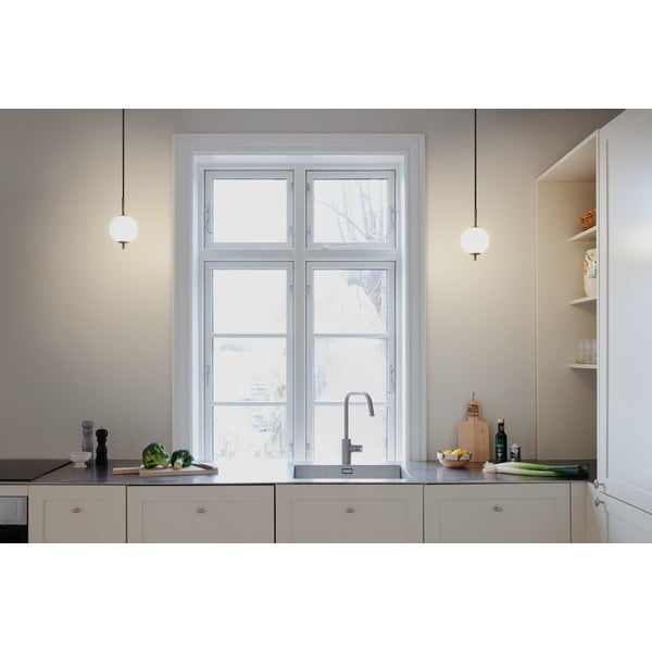 Lampadario LED color ottone in metallo con paralume in vetro ø 12 cm Audrey – UMAGE-image-1