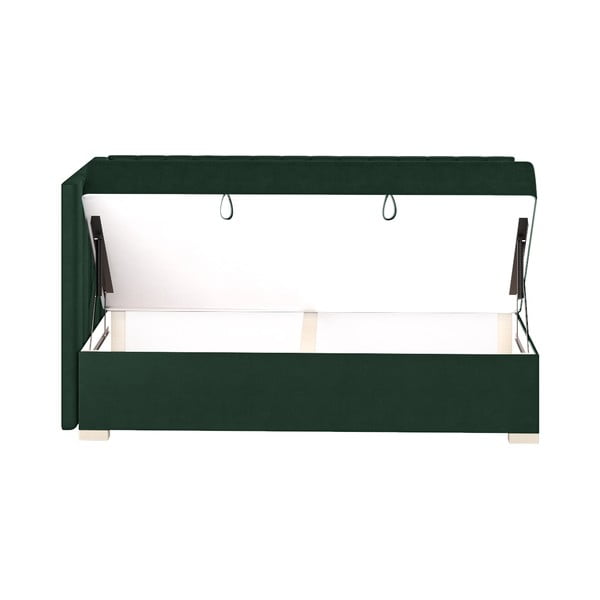 Letto da bambini con sponde verde scuro con contenitore con materasso incluso 90x200 cm Snugi – Ghado-image-4