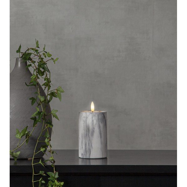 Candela LED in cemento grigio e bianco, altezza 15 cm Flamme Marble - Star Trading-image-3