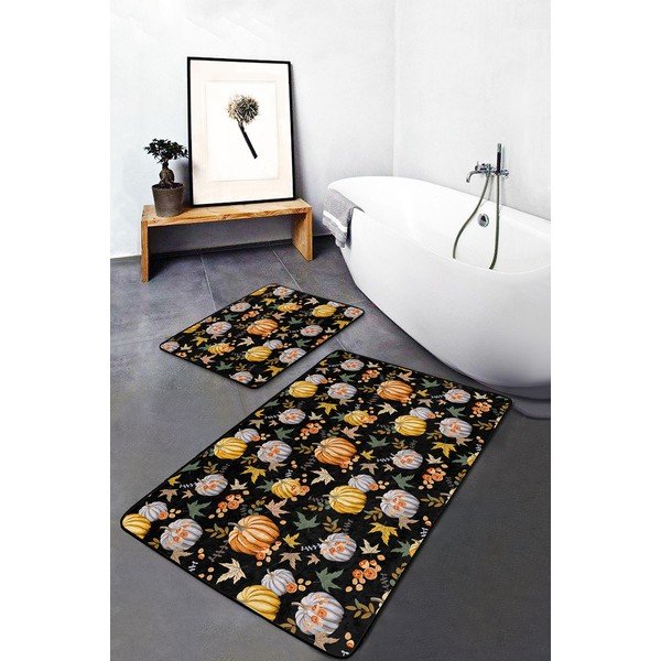 Tappetini da bagno nero-arancio in set di 2 pezzi 60x100 cm - Mila Home-image-3
