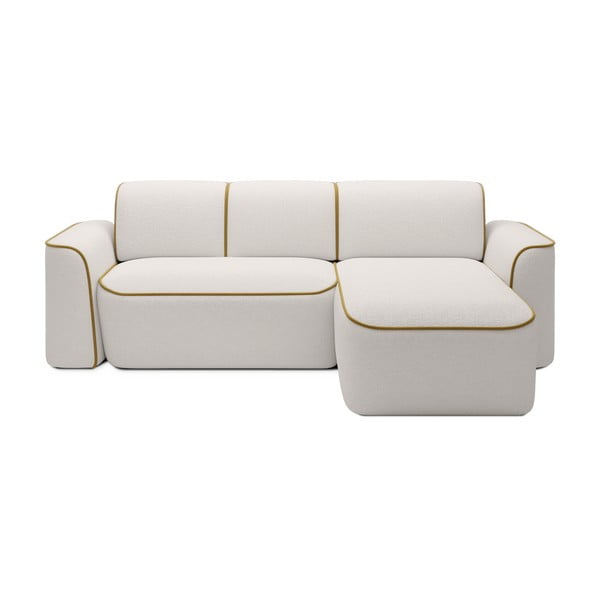 Divano angolare giallo/color crema (con penisola a destra/con chaise lounge) e rivestimento in bouclé Ume – ELTAP