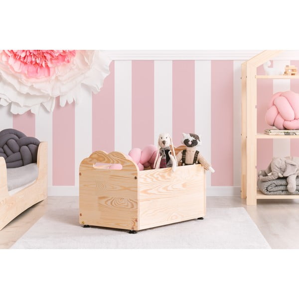 Contenitore mobile in legno di pino Kutu Coma, 60 cm - Adeko-image-1