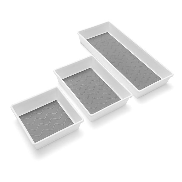 Set di 3 scomparti antiscivolo grigi e bianchi - Addis-image-4