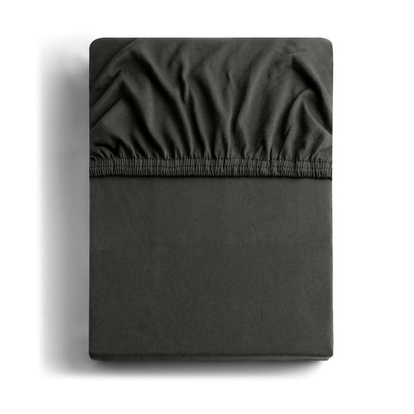 Collezione lenzuolo in jersey elasticizzato grigio scuro, 100/120 x 200 cm Amber - DecoKing