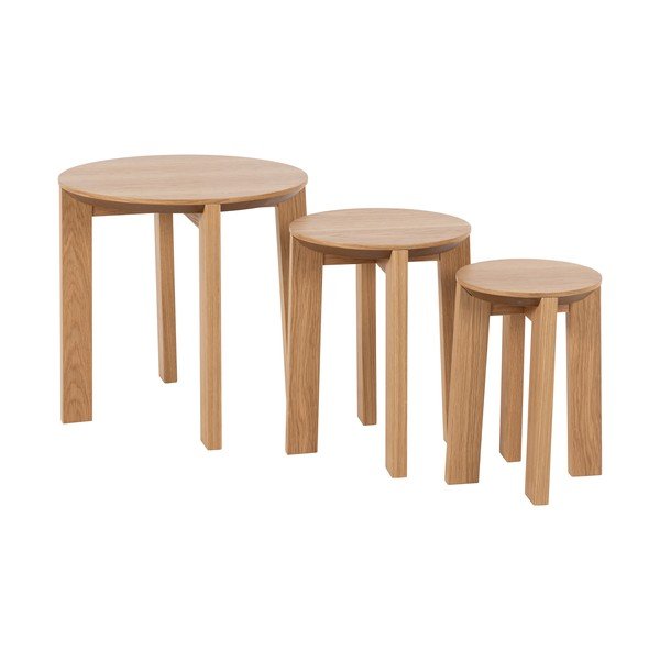 Set di 3 tavoli contenitori rotondi in rovere ø 50 cm Maxime - Actona