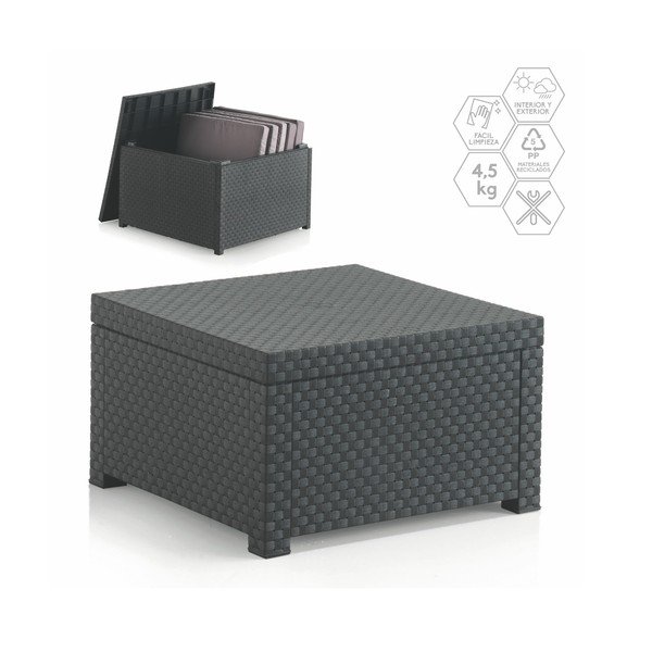 Tavolino da esterno grigio in rattan 56x56 cm - Juinsa-image-2