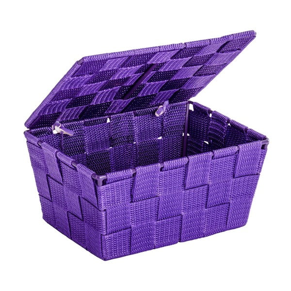 Fialový košík s víkem Wenko Adria, 14 x 19 cm