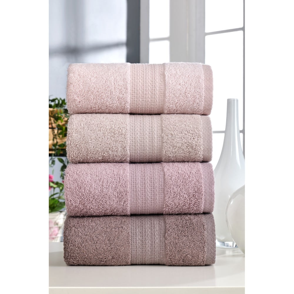 Set di asciugamani rosa in cotone 4 pz 50x90 cm – Mila Home | Asciugamani per bagno