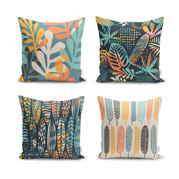 Set di 4 federe Foglie colorate, 43 x 43 cm - Minimalist Cushion Covers