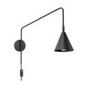 Lampada da parete nera con alimentazione a corrente Zylo – Sollux