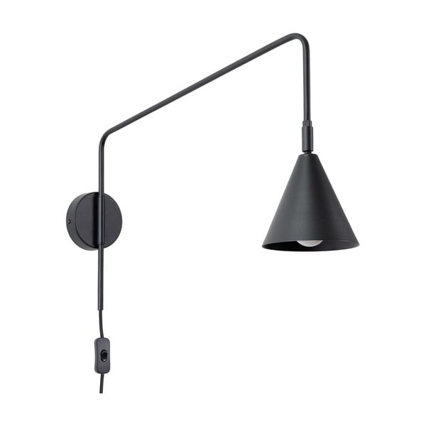 Lampada da parete nera con alimentazione a corrente Zylo – Sollux