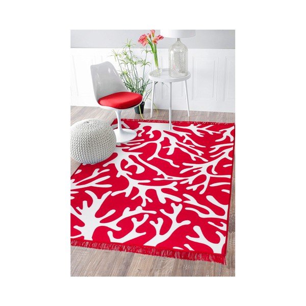 Tappeto bifacciale rosso e bianco Coral Reef, 120 x 180 cm - Cihan Bilisim Tekstil-image-2