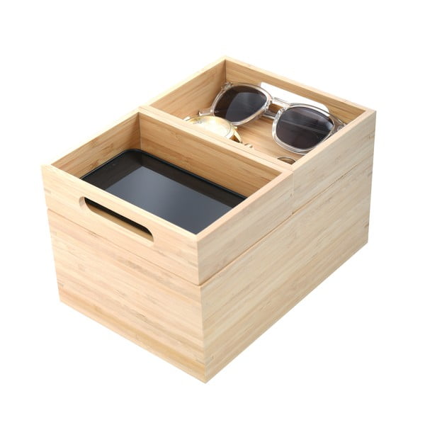 Organizer da bagno di colore naturale in bambù per cosmetici Isalys – MSV-image-1