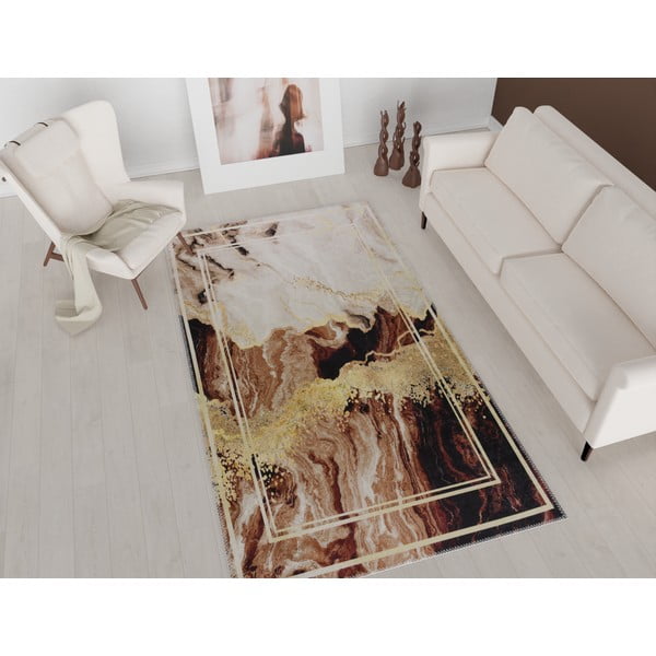 Tappeto lavabile marrone/crema 80x200 cm - Vitaus-image-1
