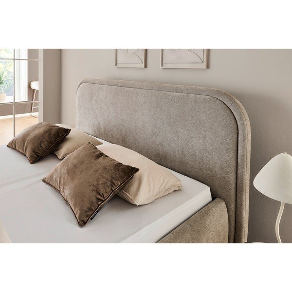 Letto matrimoniale imbottito beige rete non inclusa 180x200 cm Soma – Meise Möbel-image-3