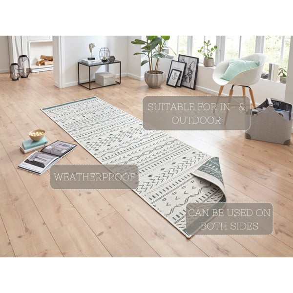 Tappeto per esterni verde e crema , 80 x 250 cm Kuba - NORTHRUGS-image-4