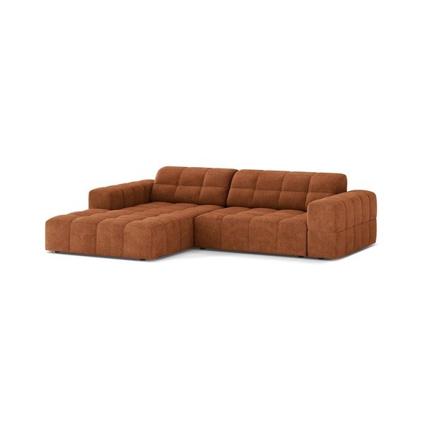 Divano angolare color terracotta (con penisola a sinistra/con chaise lounge) con rivestimento in ciniglia Chicago – Cosmopolitan Design-image-1