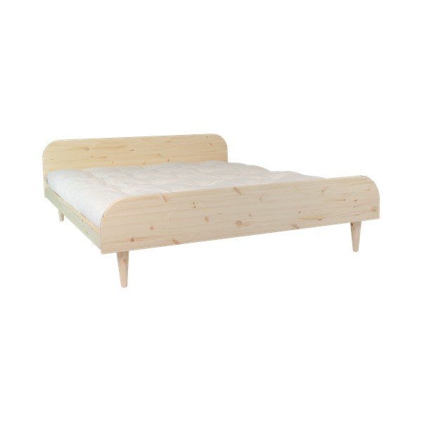Dvoulůžková postel z borovicového dřeva s matrací Karup Design Twist Comfort Mat Natural Clear/Natural, 140 x 200 cm