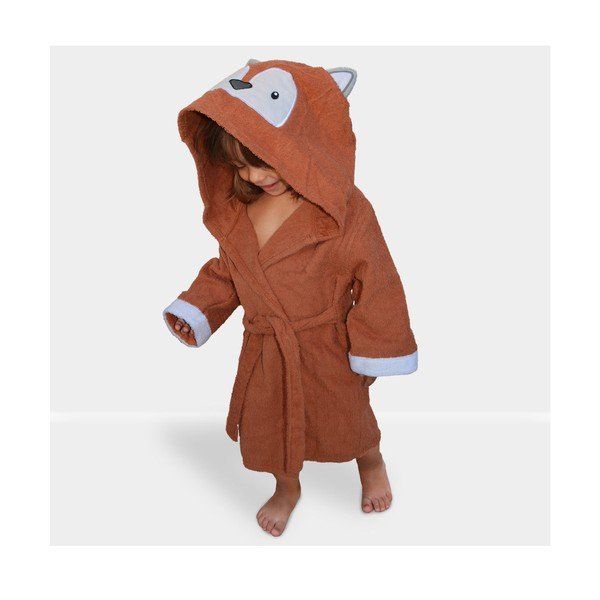 Accappatoio per neonato in cotone arancione taglia L Fox - Rocket Baby-image-3