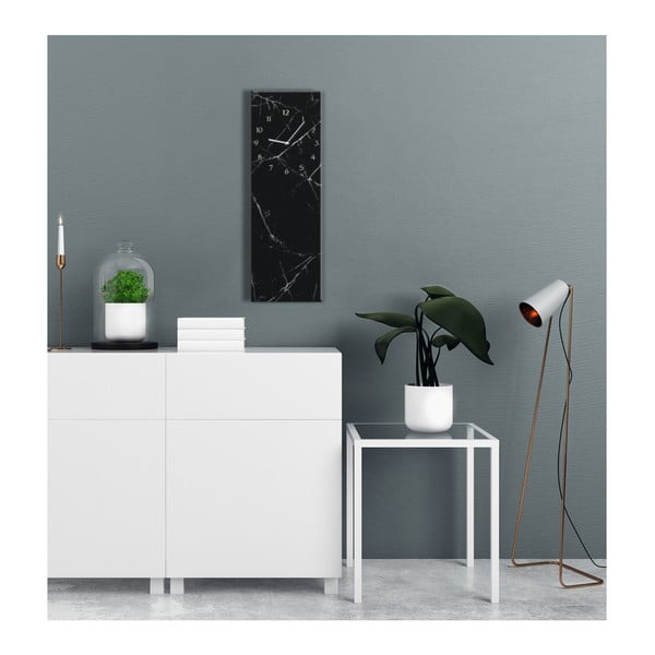Orologio da parete Glassclock , 20 x 60 cm Black Marble - Styler-image-2