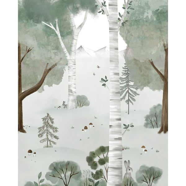 Carta da parati per bambini 200 cm x 248 cm Birch Forest - Lilipinso
