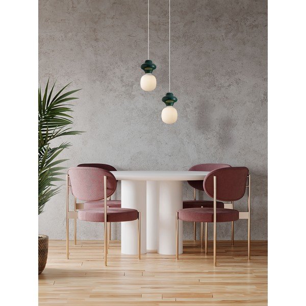 Lampadario bianco/color petrolio in ceramica con paralume in vetro ø 18 cm Clio – Nova Luce-image-4