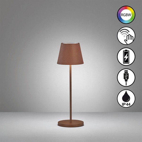 Lampada da tavolo a LED marrone con paralume in metallo (altezza 34 cm) Cosenza - Fischer & Honsel-image-2