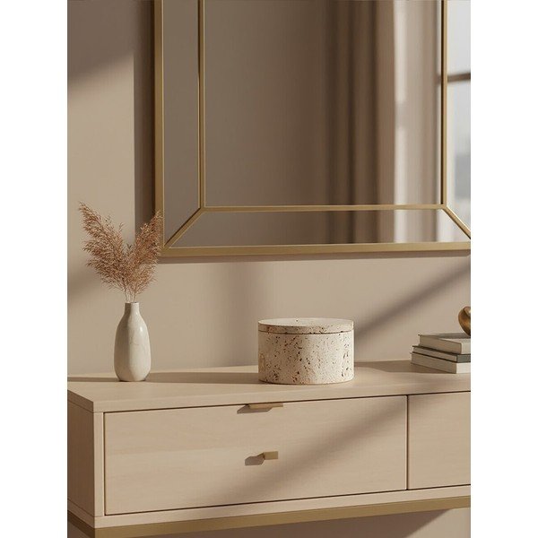 Scatola decorativa di colore naturale in pietra ø 14x8 cm Tibor – Premier Housewares-image-2