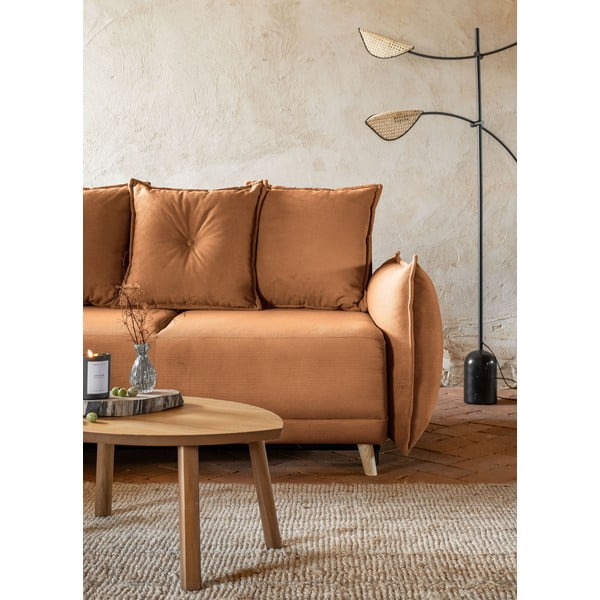 Divano letto in velluto a coste color mattone (angolo sinistro) Lazy Lukka - Miuform-image-4