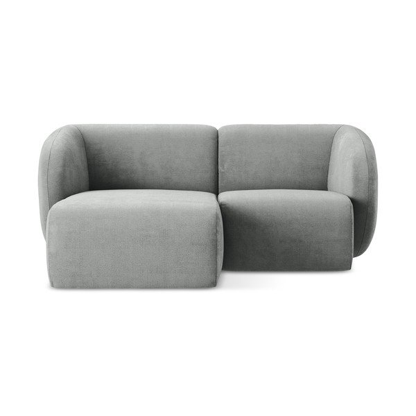 Divano angolare grigio (con penisola a sinistra/con chaise lounge) con rivestimento in ciniglia Lani – Makamii