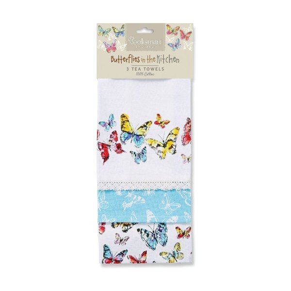 Sada 3 utěrek Cooksmart Butterfly