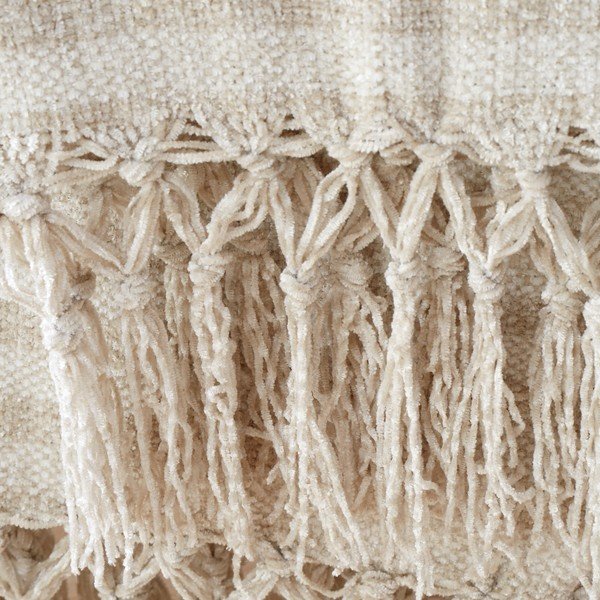 Coperta di velluto beige 130x170 cm Stripe Chenille - Catherine Lansfield-image-1