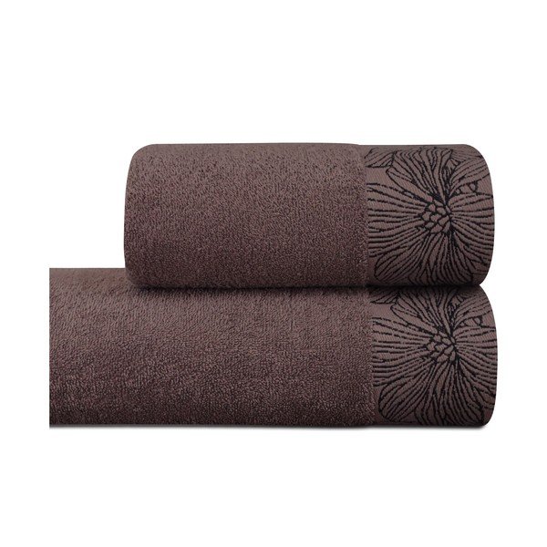 Asciugamano tipo terry marrone in cotone 70x140 cm Valencia – My House-image-2