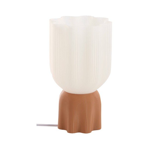 Lampada da tavolo bianca/marrone in plastica (altezza totale 27 cm) Camier – Jotex