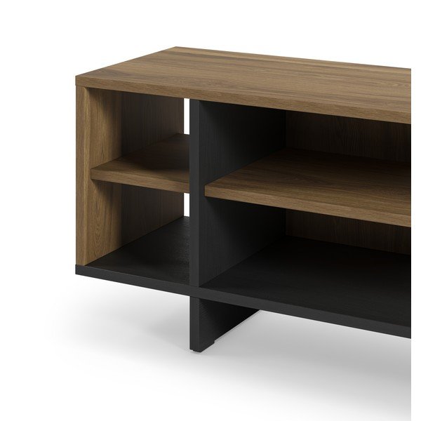 Mobile TV nero/di colore naturale con effetto rovere 160x44x36 cm Cequoia – Marckeric-image-4