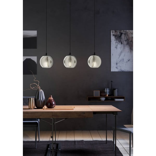 Lampadario nero con paralume in vetro ARISCANI – EGLO-image-1